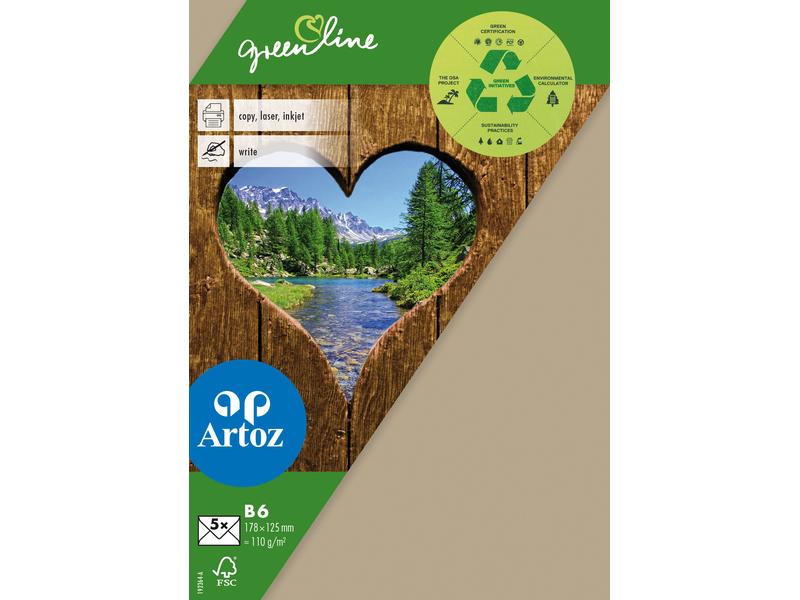 Artoz Enveloppe Greenline B6, 5 Pièce/s, Marron clair