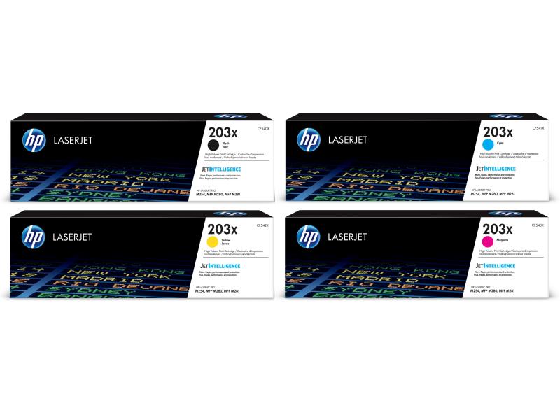 HP Kits arc-en-ciel Nr. 203X (CF540X-CF543X) BL/C/M/Y