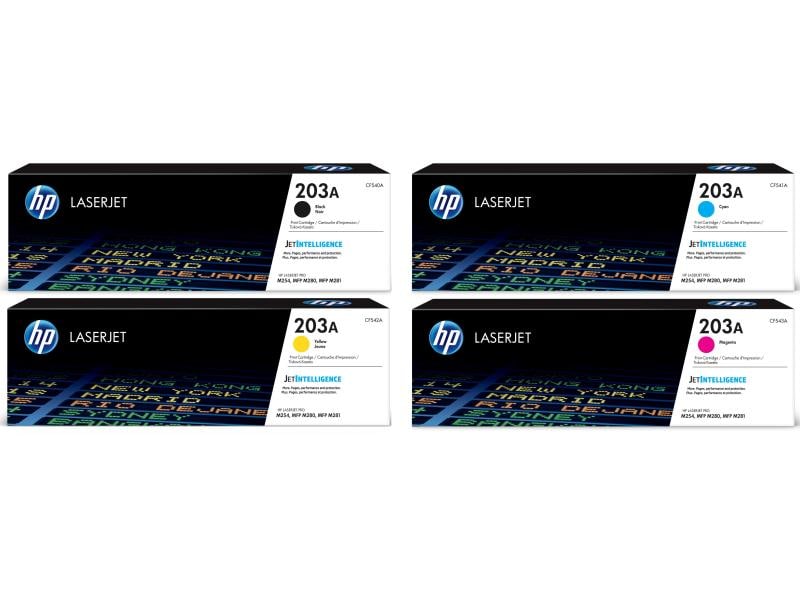 HP Kits arc-en-ciel Nr. 203A (CF540A-CF543A) BL/C/M/Y