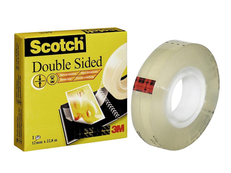 Scotch Ruban adhésif double face 12 mm x 22.8 m, Transparent