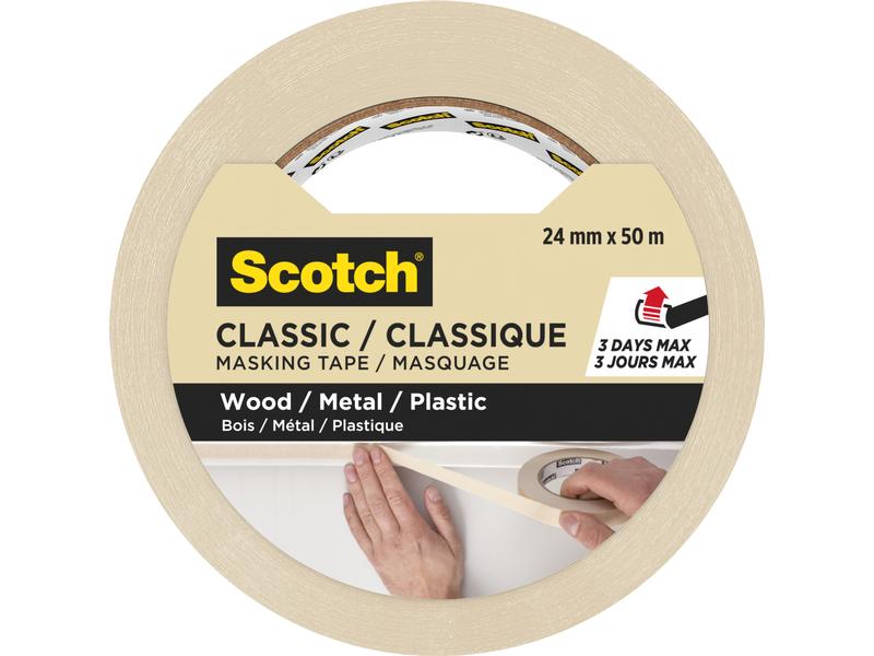 3M Ruban adhésif du peintre Scotch Classic 2450 24 mm x 50 m, Beige