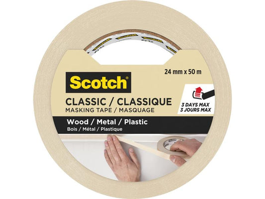 3M Ruban adhésif du peintre Scotch Classic 2450 24 mm x 50 m, Beige