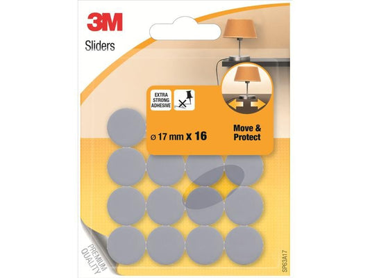 3M Patin de meuble Gris, 16 pièces, Ø 17 mm 17 mm x 0 m, Gris