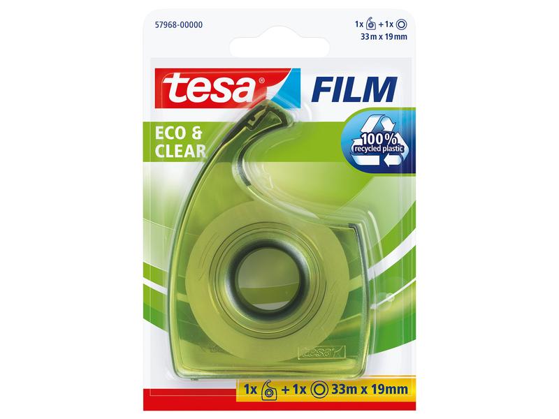 tesa Dérouleur manuel Eco & Clear 19 mm x 33 m, Transparent