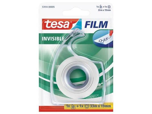 tesa Dérouleur manuel invisible 19 mm x 33 m, Transparent, 1 rouleau