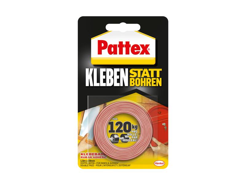 Pattex Ruban adhésif 19 mm x 1.5 m, rouge