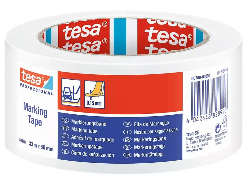 tesa Ruban de marquage Professional 60760, 50 mm x 33 m, Blanc