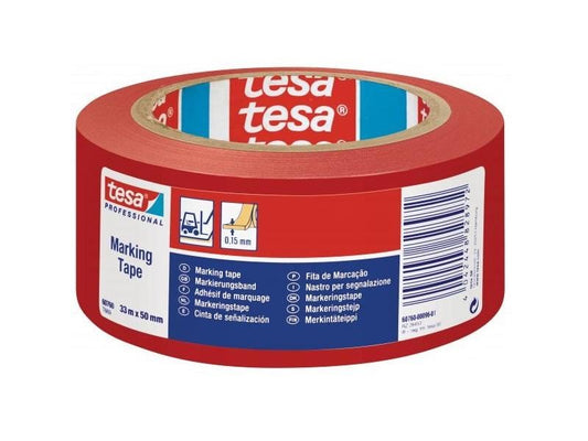 tesa Ruban de marquage Professional 60760, 50 mm x 33 m, Rouge