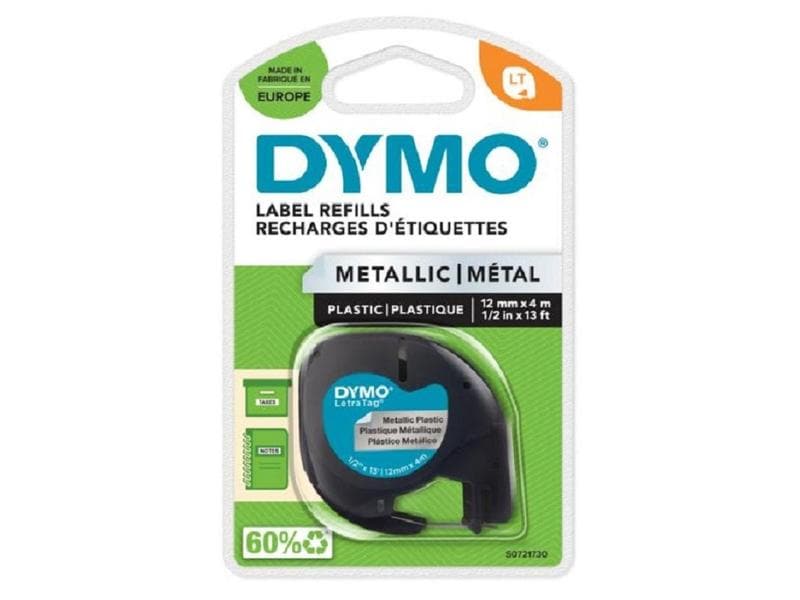 DYMO Ruban d’étiquettes LetraTag Noir sur Argent