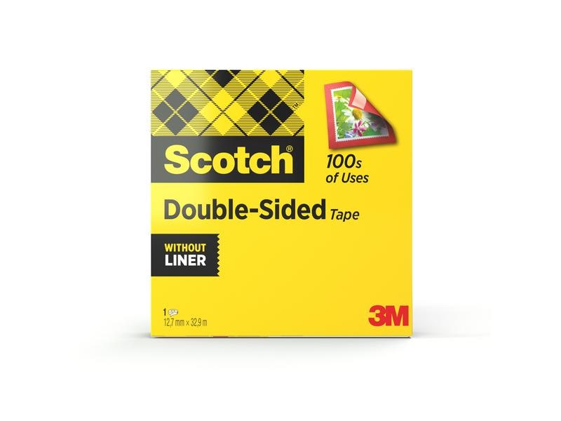 Scotch Ruban adhésif double-face 12 mm x 33 m, Transparent