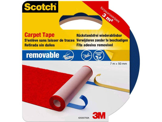 3M Ruban adhésif Scotch pour tapis, repositionnable 50 mm x 7 m, Bleu