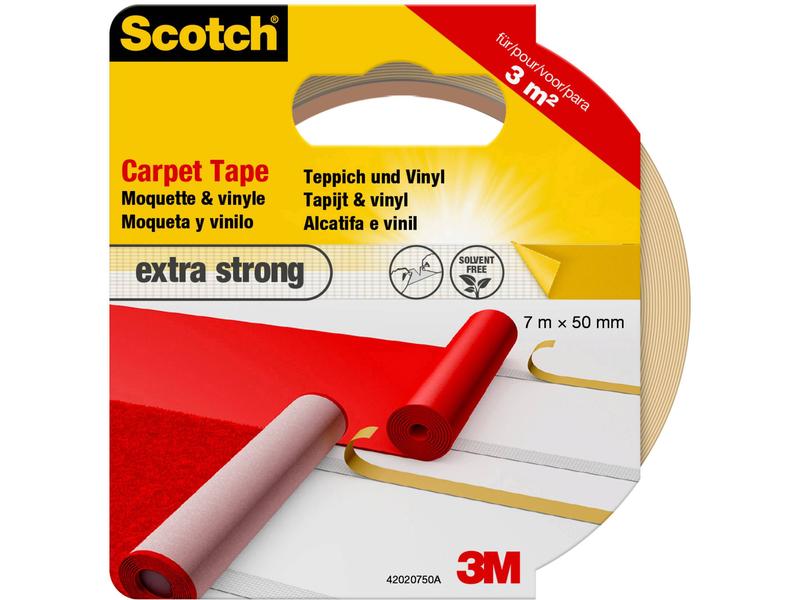 3M Scotch ruban adhésif pour tapis, extra strong 50 mm x 7 m, Blanc