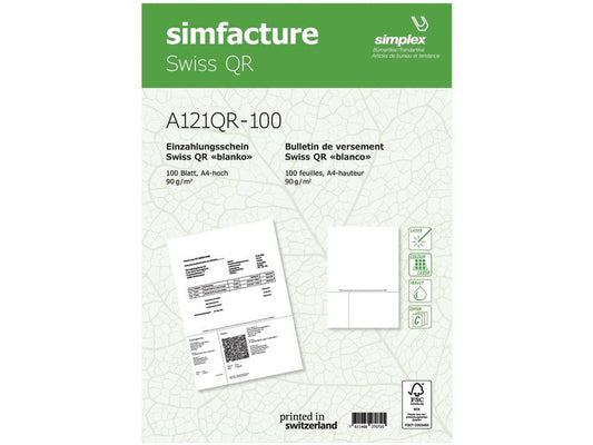 Simplex Bulletin de versement Simfacture Swiss QR 500 feuilles, blanc