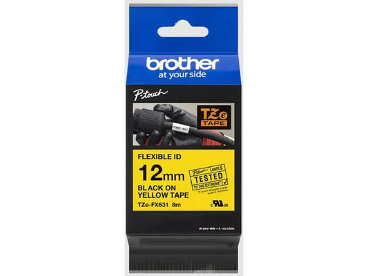 Brother TZe-FX631 Noir sur Jaune