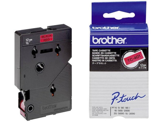 Brother Ruban d’étiquettes TC-401 Noir sur Rouge