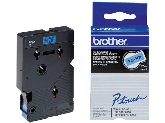 Brother Ruban d’étiquettes TC-501 Noir sur Bleu