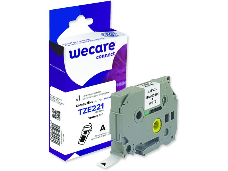 Wecare Ruban d’étiquettes TZE-221WE Noir sur Blanc