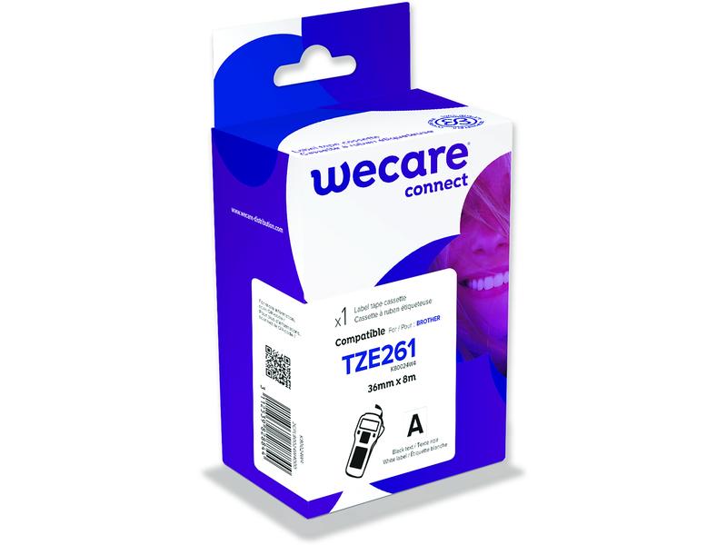 Wecare Ruban d’étiquettes TZE-261WE Noir sur Blanc