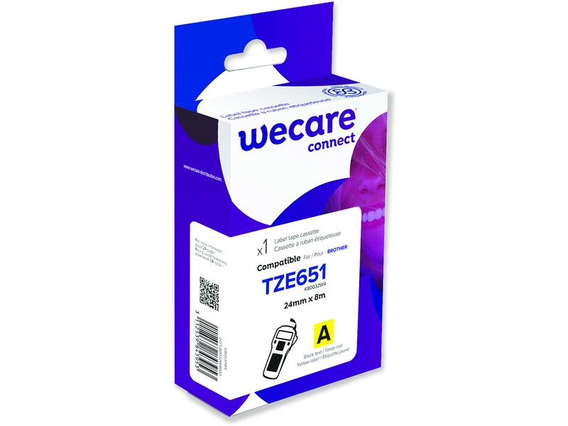 Wecare Ruban d’étiquettes TZE-651WE Noir sur Jaune