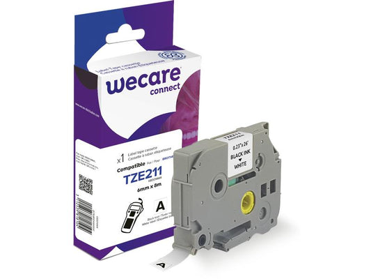 Wecare Ruban d’étiquettes TZE-211WE Noir sur Blanc