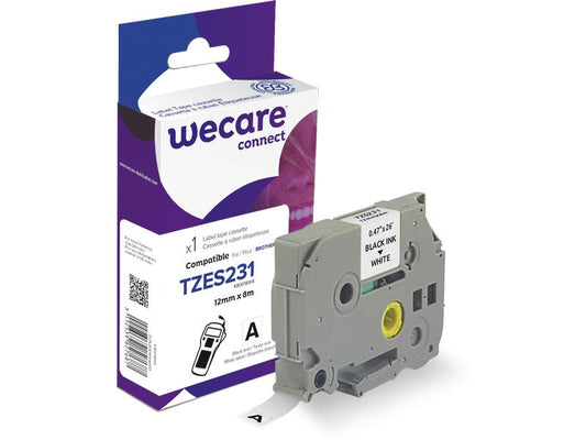 Wecare Ruban d’étiquettes TZE-S231WE Noir sur Blanc