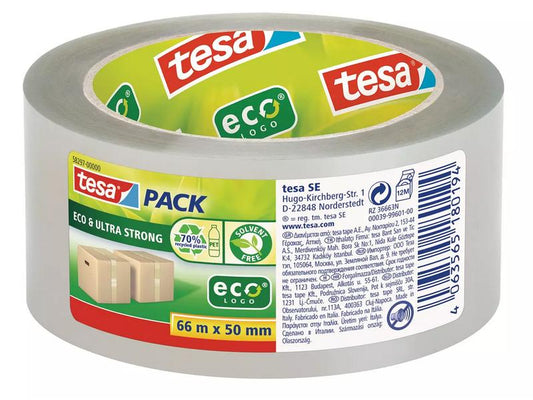 tesa Ruban adhésif pour paquets Eco & Ultra Strong, 50 mm x 66 m, Transparent