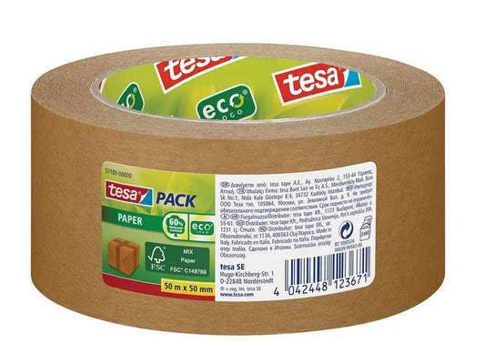 tesa Ruban adhésif -Set Paper ecoLogo, 50 mm x 50 m, 6 rouleaux, Brun