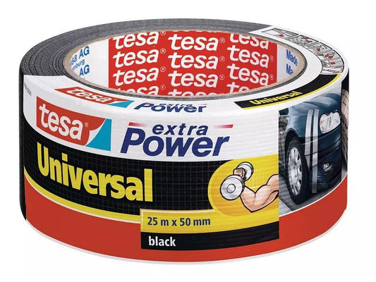 tesa Bande de tissu -Set Universal, 50 mm x 25 m, 3 rouleaux, Noir