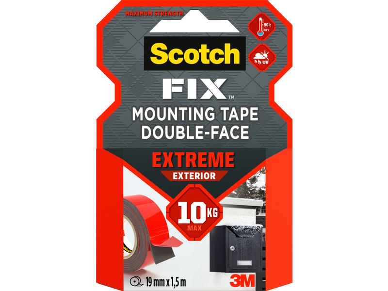 Scotch Ruban de montage extérieur Extreme, 19 mm x 1.5 m, 1 rouleau, Noir