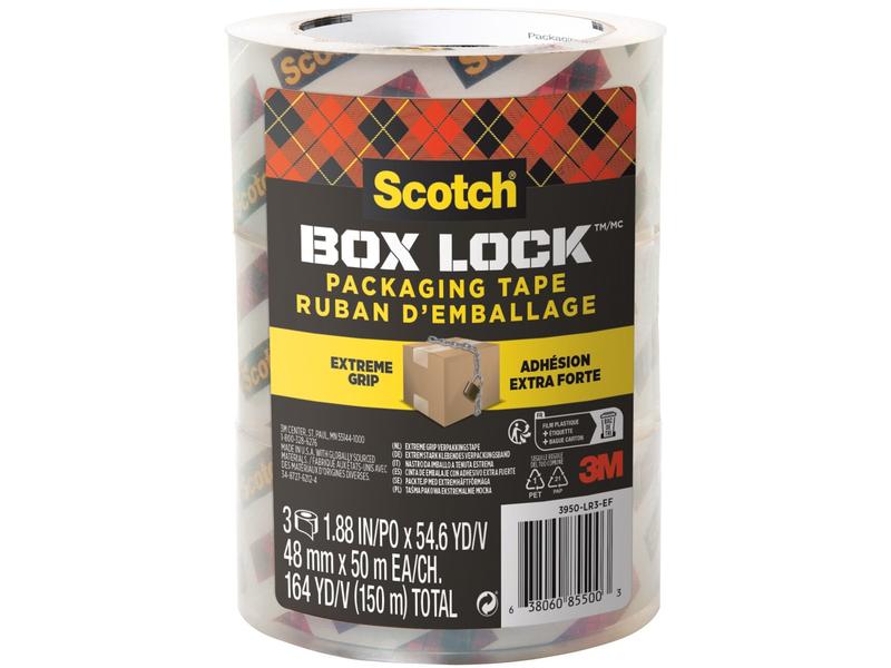 Scotch Ruban d'emballage Box Lock 48 mm x 50 m, 3 rouleaux