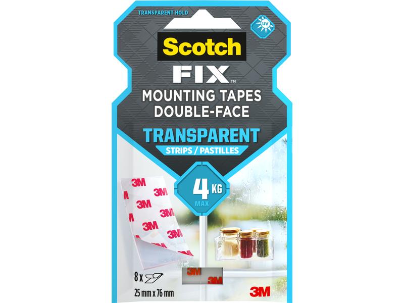 Scotch Bande de montage Scotch-Fix, 25 mm x 76 mm, Transparent