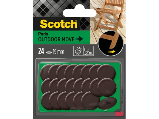 3M Patin de meuble Outdoor, Ø 19 mm, Brun, paquet de 24