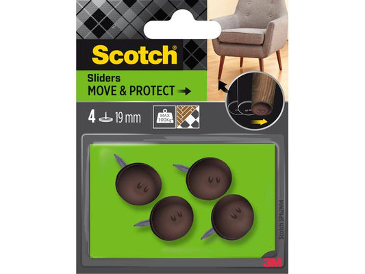 3M Echelle de pied de chaise Move & Protect, Ø 19 mm, Brun, pack de 4