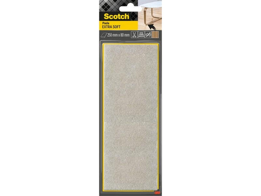 3M Patins en feutre Extra-Soft, 250 mm x 80 mm, Gris