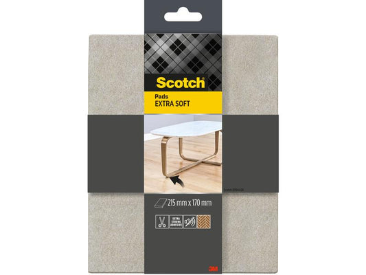 3M Patins en feutre Extra-Soft, 215 mm x 170 mm, Gris