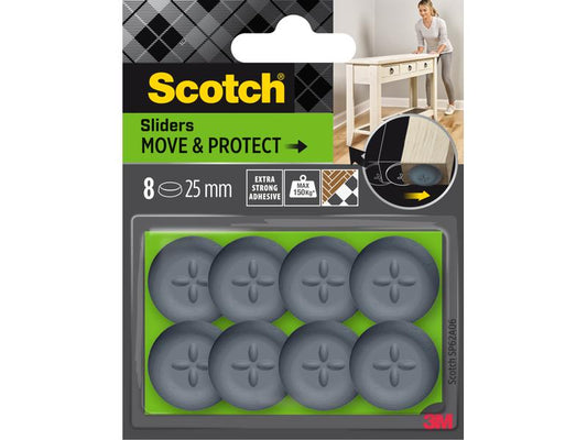 3M Echelle de pied de chaise Move & Protect, Ø 25 mm, Gris, paquet de 8