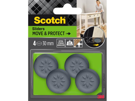 3M Echelle de pied de chaise Move & Protect, Ø 30 mm, Gris, pack de 4