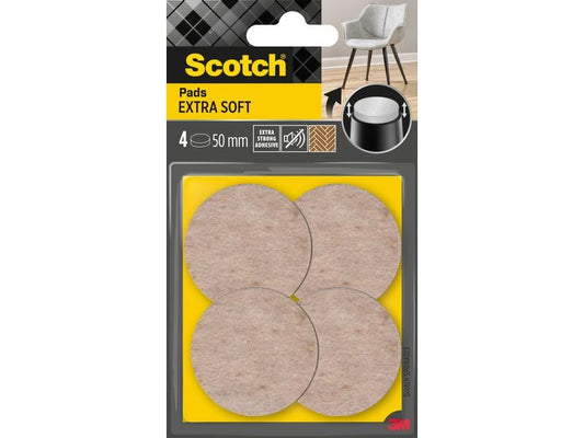 3M Patins en feutre Extra-Soft, Ø 50 mm, Beige, pack de 4