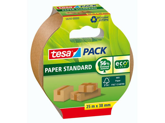 tesa Ruban adhésif Papier Standard ecoLogo 38 mm x 25 m, Brun