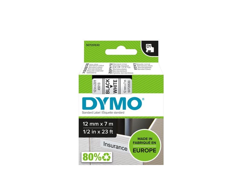 DYMO Ruban d’étiquettes D1 Noir auf Blanc