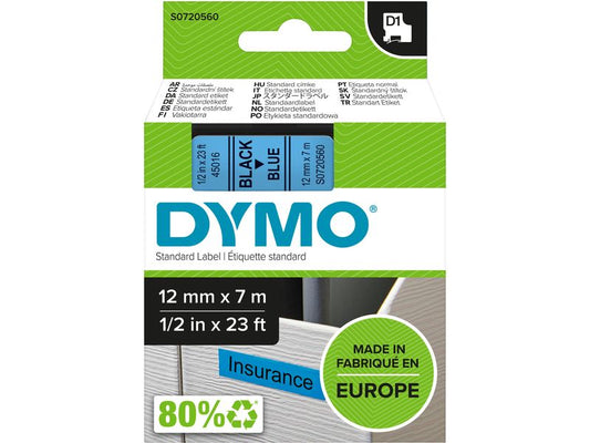 DYMO Ruban d’étiquettes D1 Noir auf Bleu