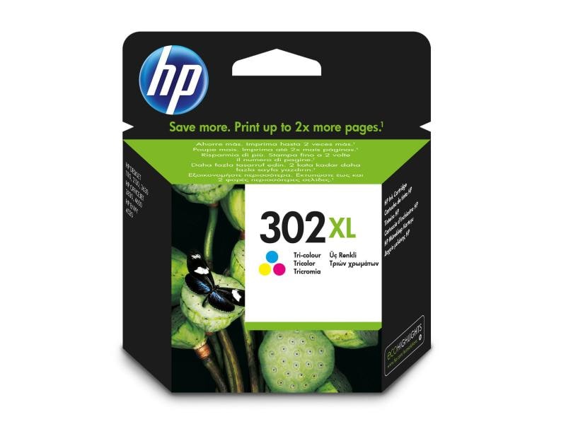 HP Encre Nr. 302XL (F6U67AE) Cyan/Magenta/Yellow