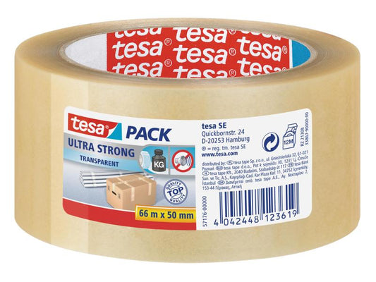 tesa Ruban adhésif ultrastrong 50 mm x 66 m, 1 rouleau Transparent