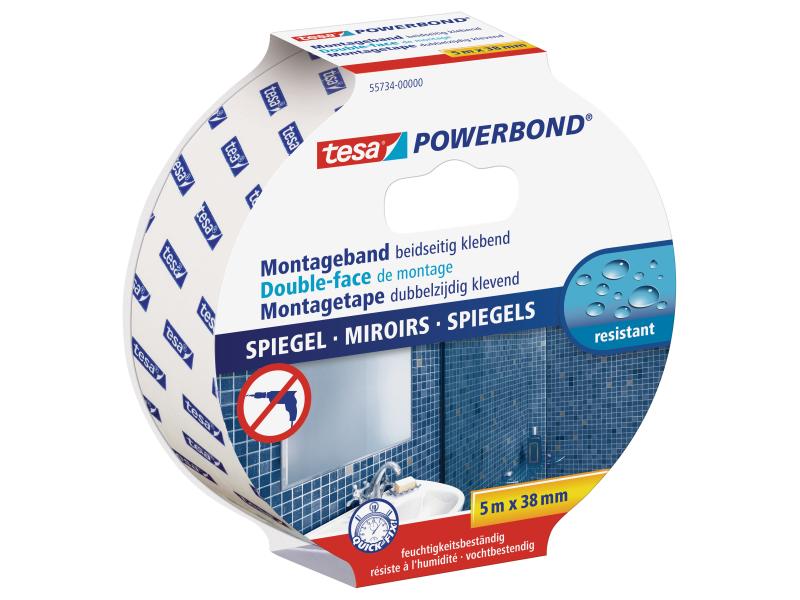 tesa Ruban de montage Powerbond 38 mm x 5 m, Blanc