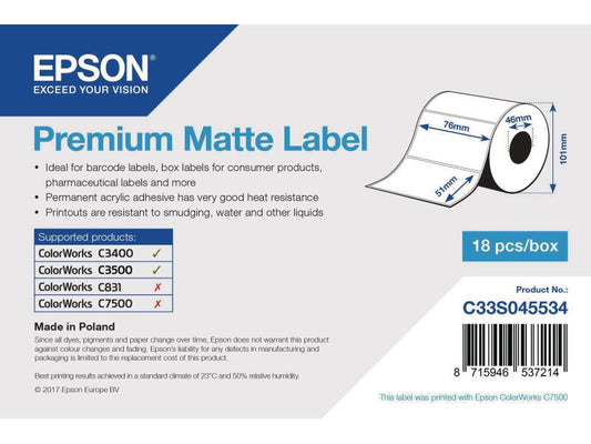 Epson Rouleau à étiquettes Premium 76 x 51 mm