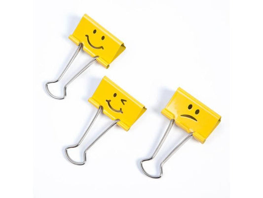 Rapesco Pince à papier Foldback Emojis 32 mm, jaune