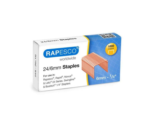 Rapesco Agrafe 24/6 Cuivre, 1000 pièces